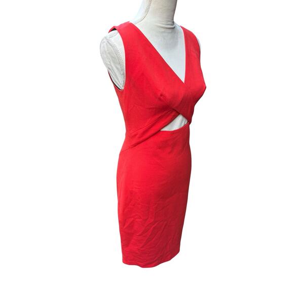 Robert Rodriquez Orange Red Tech Suiting Cutout Sleeveless Dress - 4 - Picture 4 of 9